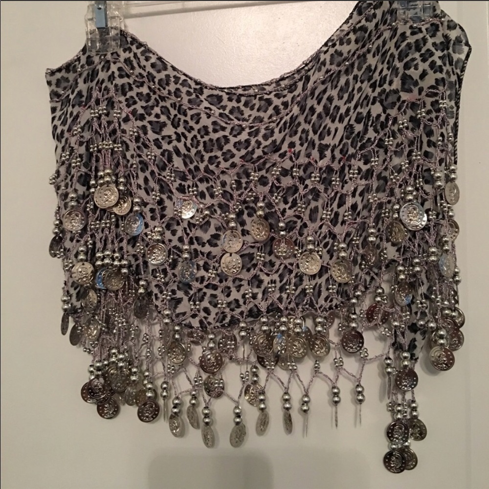 Animal Print Belly Dance Zumba Skirt Gray Black